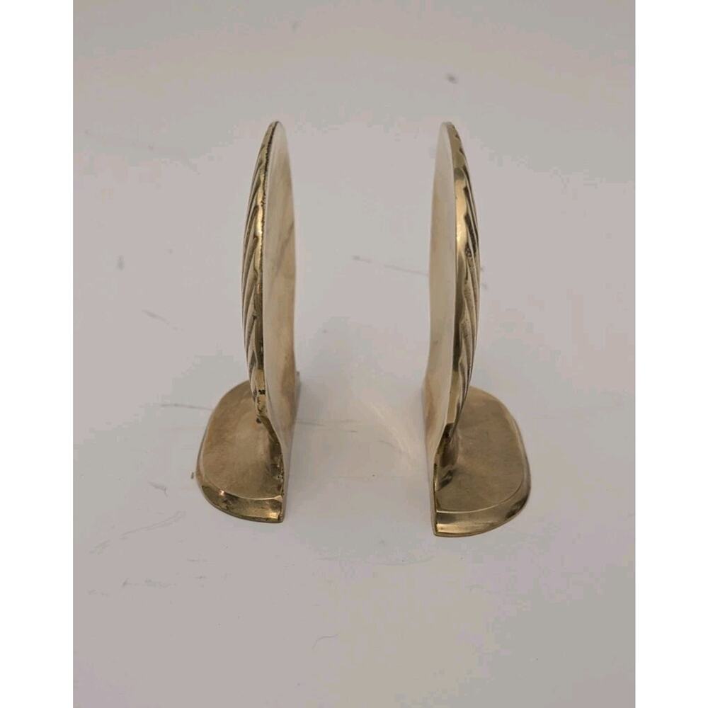 Mid Century Modern Solid Brass Bookends Nautical Shell Coastal 1960’s - Picture 5 of 5